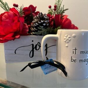 Rae Dunn White Mug with Festive Design